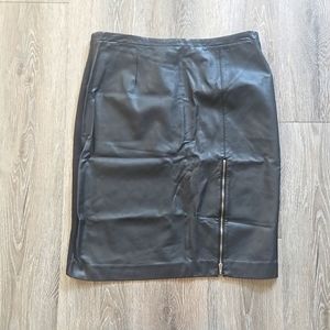 Black Faux Leather Nicole Miller Skirt XL